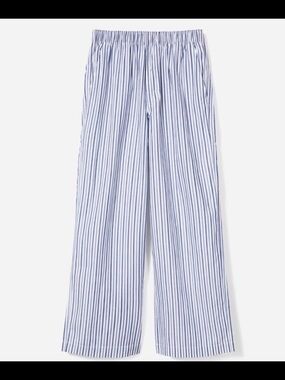 NWT Everlane Woven PJ Pant in blue and white stripes sz XL